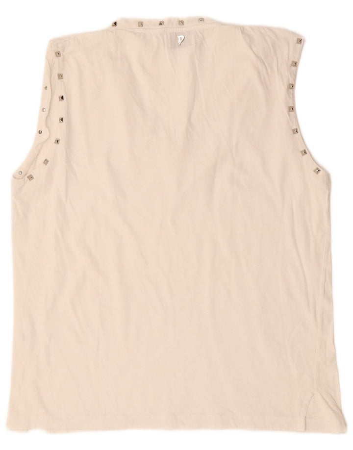 Blusa feminina sem mangas Dondup UK 14 médio branco