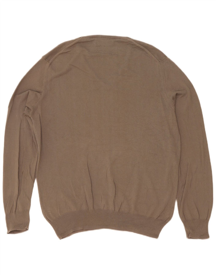 Zara Suéter masculino com decote em V cinza médio