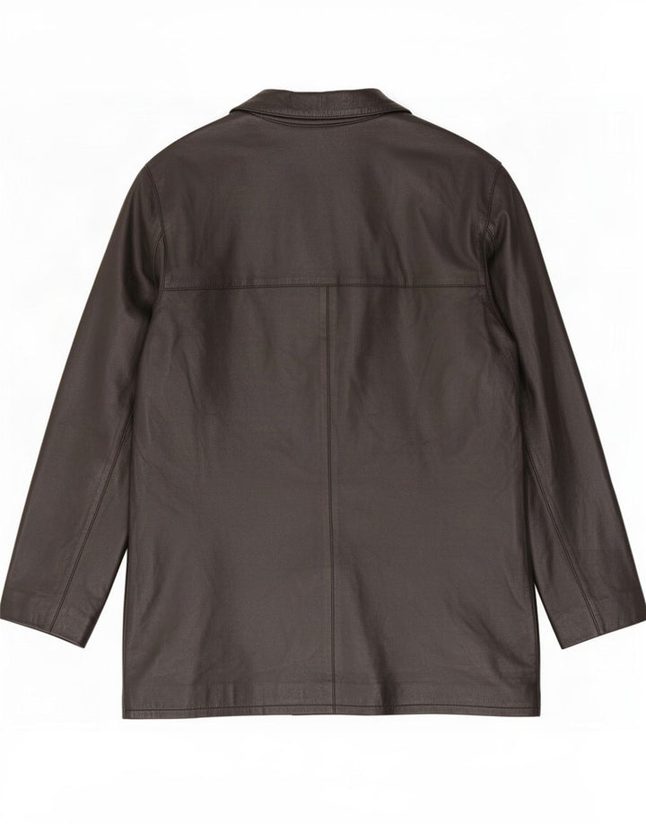 Jaqueta de couro feminina vintage IT 48 XL preta