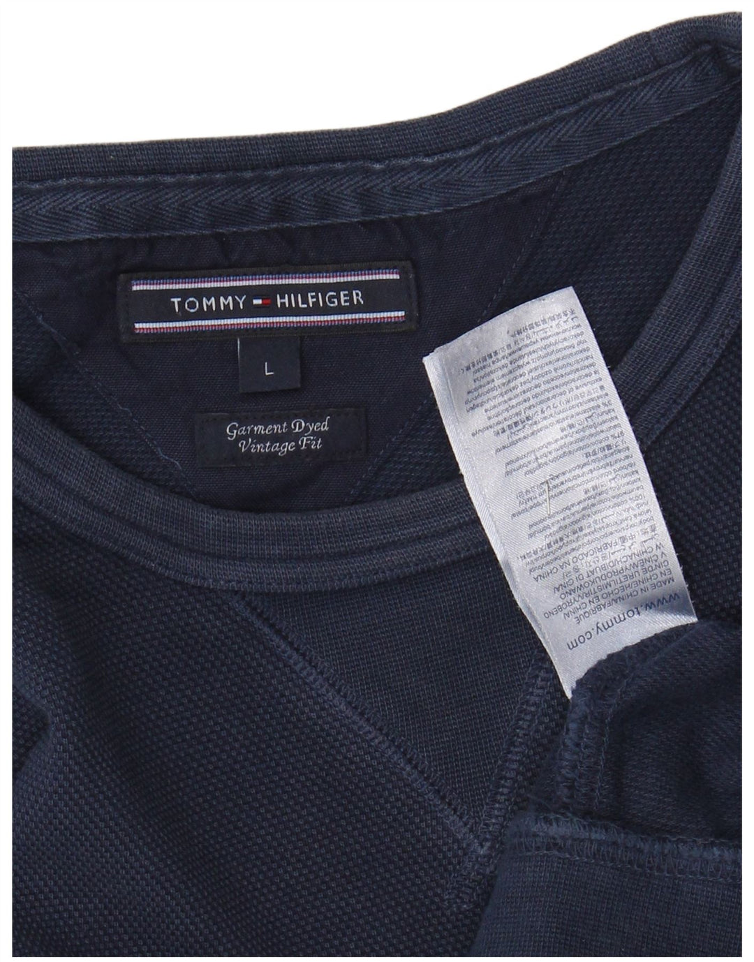 TOMMY HILFIGER Masculino Vintage Fit Moletom Jumper Grande Azul Marinho Algodão