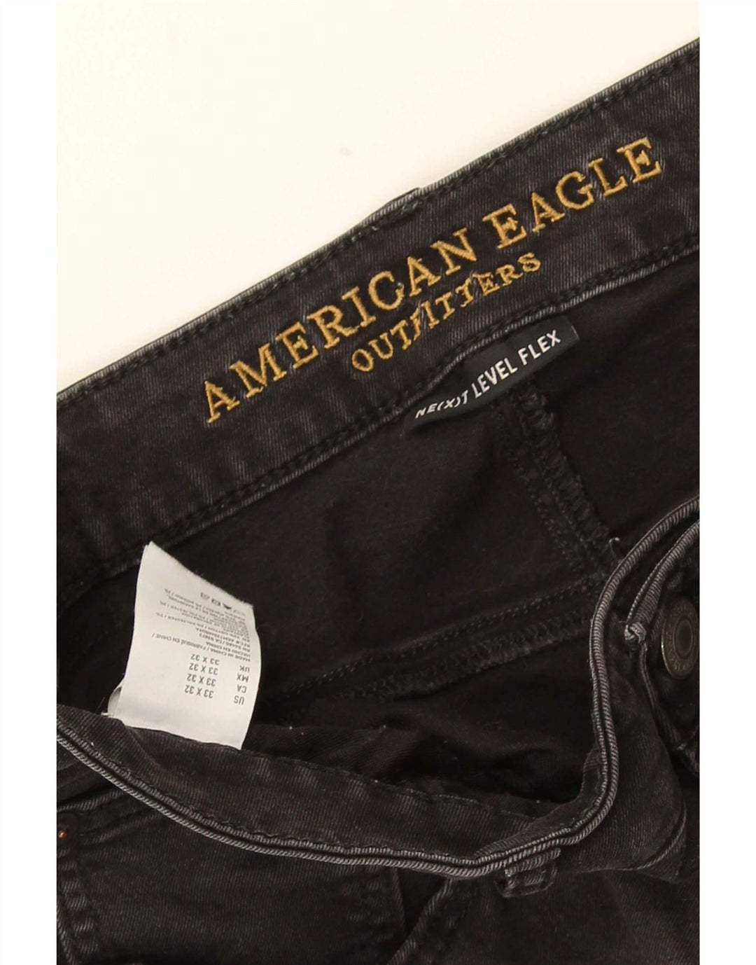 American Eagle Mens Slim Jeans W33 L32 Algodão Preto