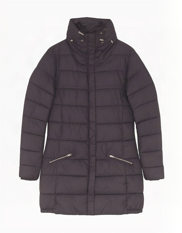 Casaco acolchoado feminino Massimo Dutti UK 10 pequeno poliéster azul marinho