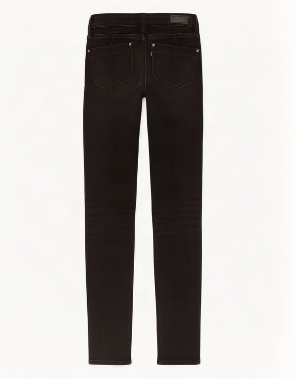 Calça jeans skinny feminina Levi's cintura baixa W28 L32 algodão preto