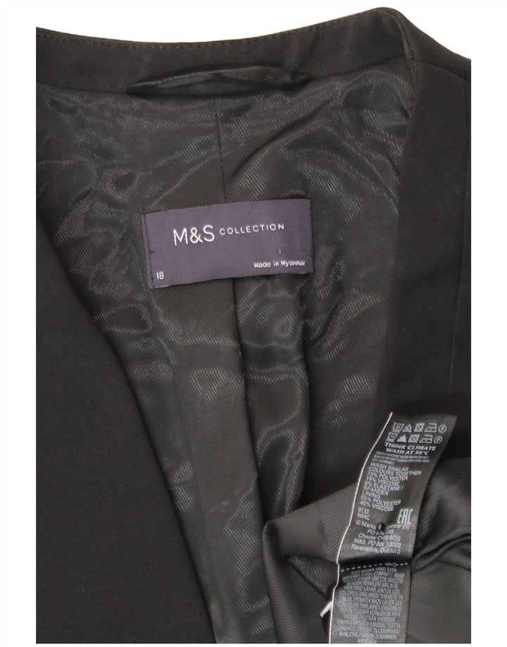 Jaqueta blazer feminina Marks & Spencer com 1 botão Reino Unido 18 XL preto poliéster