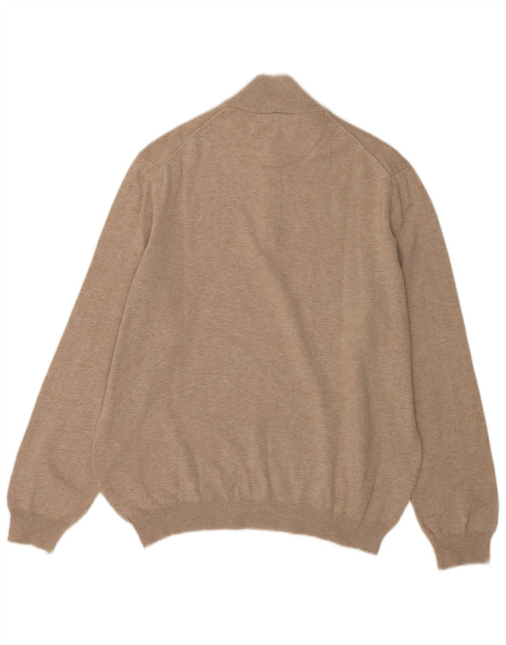 Suéter masculino Massimo Dutti com zíper e gola grande de algodão cinza