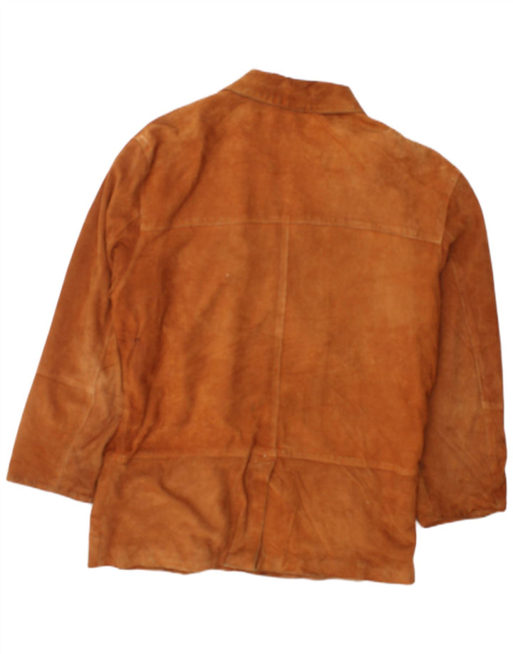 Jaqueta masculina de camurça VINTAGE IT 50 grande couro marrom