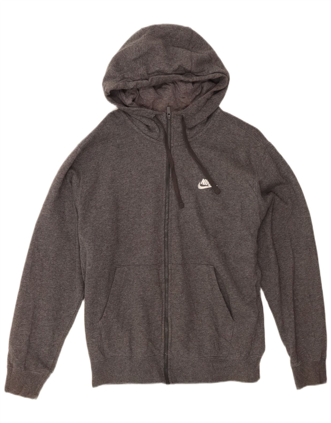Suéter masculino NIKE com capuz e zíper cinza médio algodão