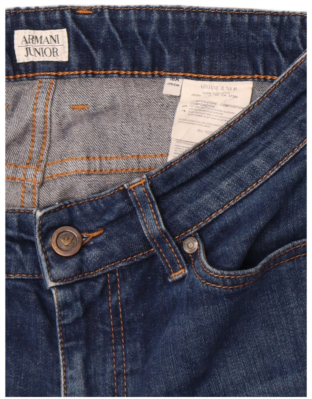 Shorts jeans Armani Junior para meninos 15-16 anos W29 azul algodão