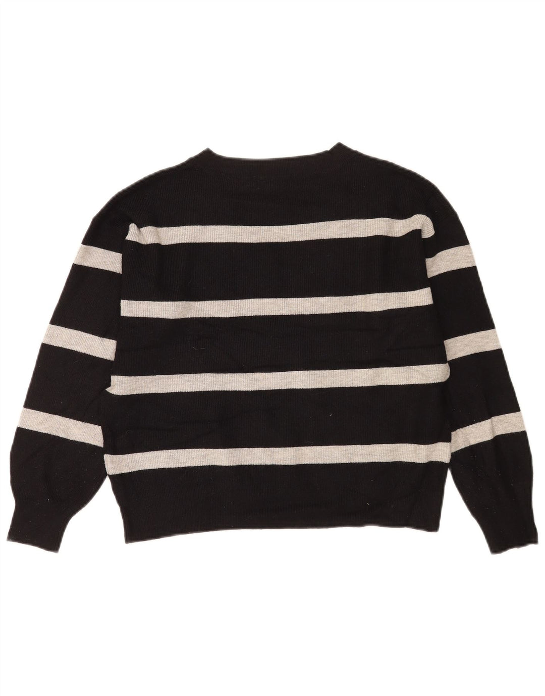 Suéter feminino Marks & Spencer com decote em V UK 14 listrado preto médio