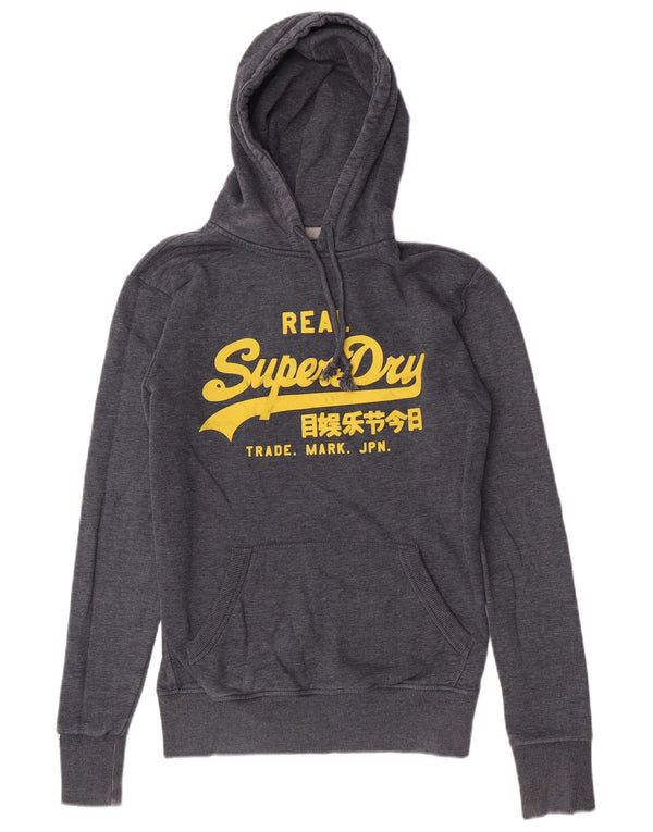 Suéter com capuz gráfico masculino Superdry pequeno algodão azul marinho