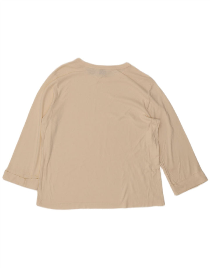ORVIS Top feminino oversized manga 3/4 Reino Unido 14 algodão bege médio