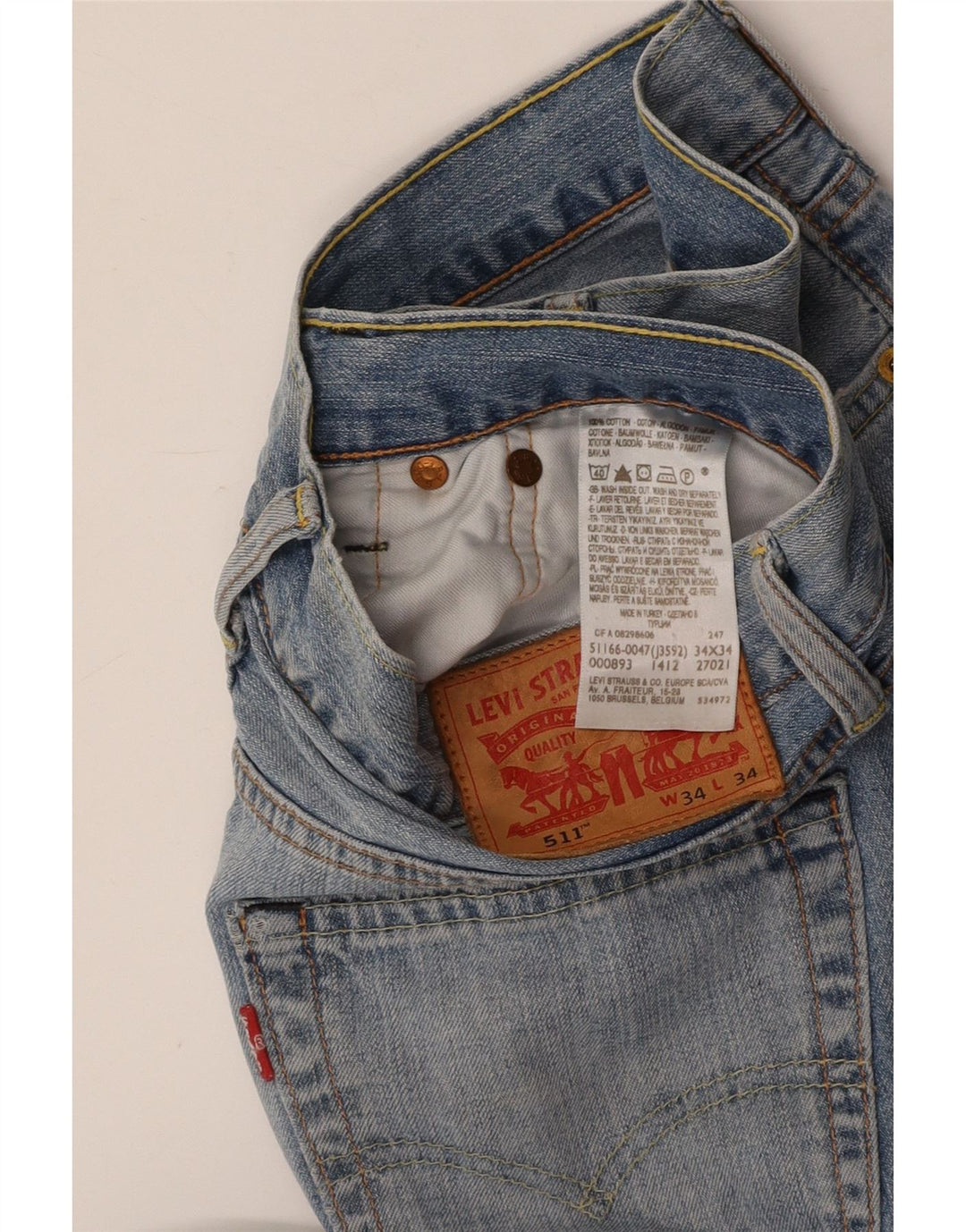 LEVI'S Masculino 511 Slim Jeans W34 L34 Azul Algodão