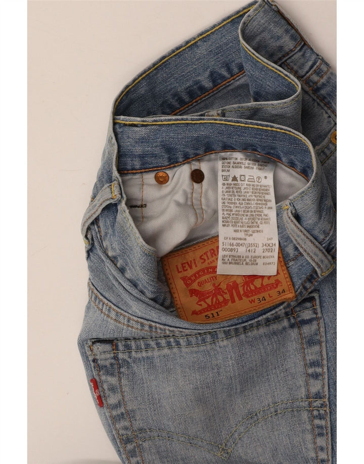 LEVI'S Masculino 511 Slim Jeans W34 L34 Azul Algodão