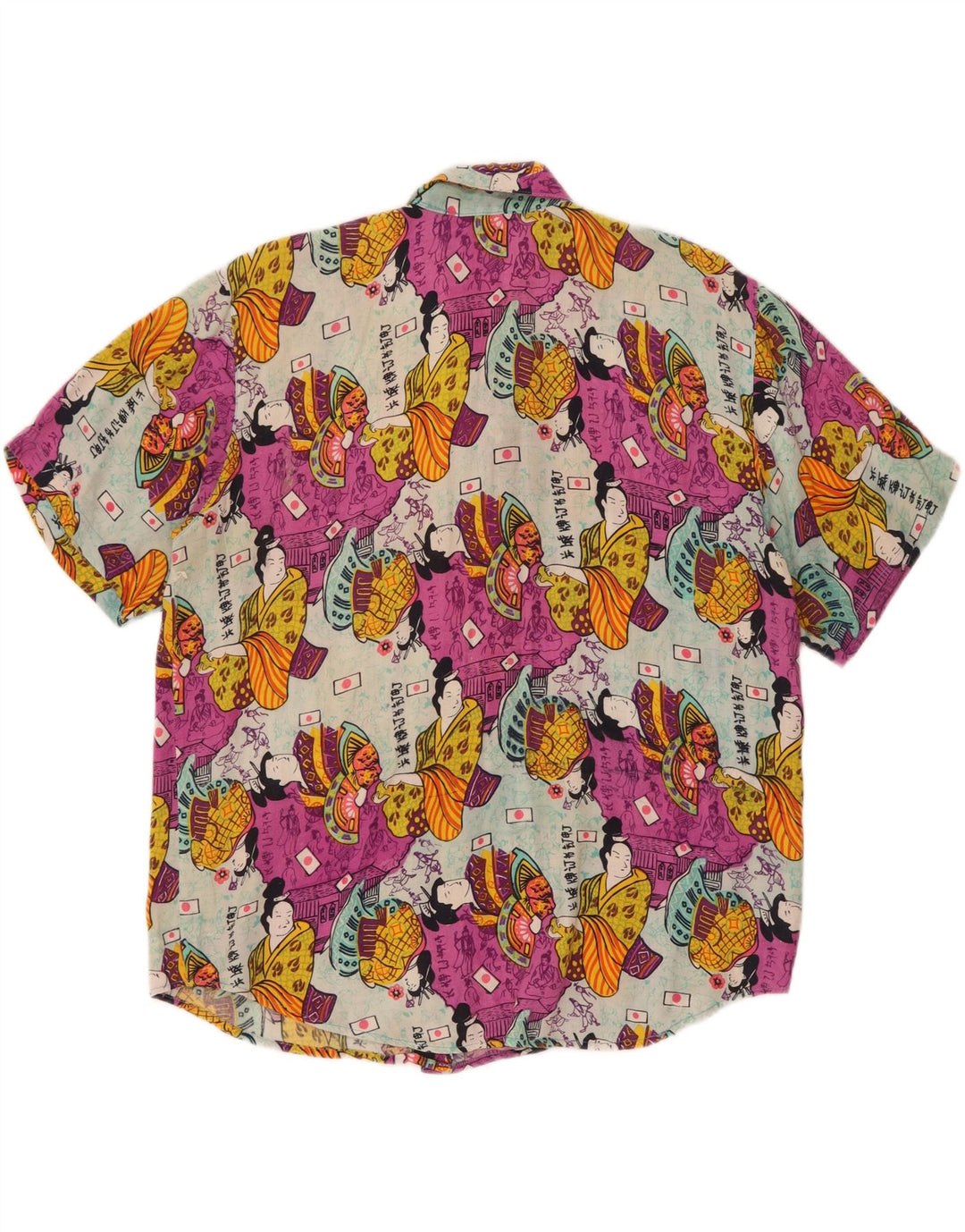 Camisa feminina estampada de manga curta Christian UK 14 grande multicolorida
