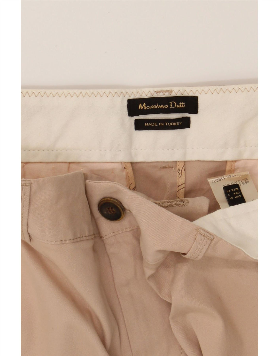 MASSIMO DUTTI Womens Slim Chino Trousers EU 34 2XS W30 L31 Beige Cotton Vintage Massimo Dutti and Second-Hand Massimo Dutti from Messina Hembry 