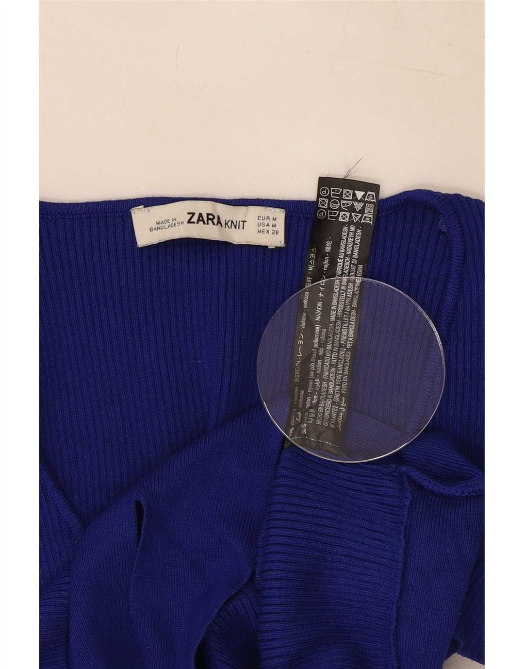 Zara Womens Crop Top UK 12 Viscose Azul Médio