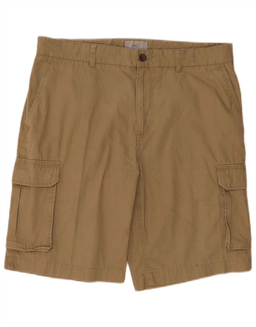 Shorts cargo masculino Marks & Spencer W34 grande algodão bege