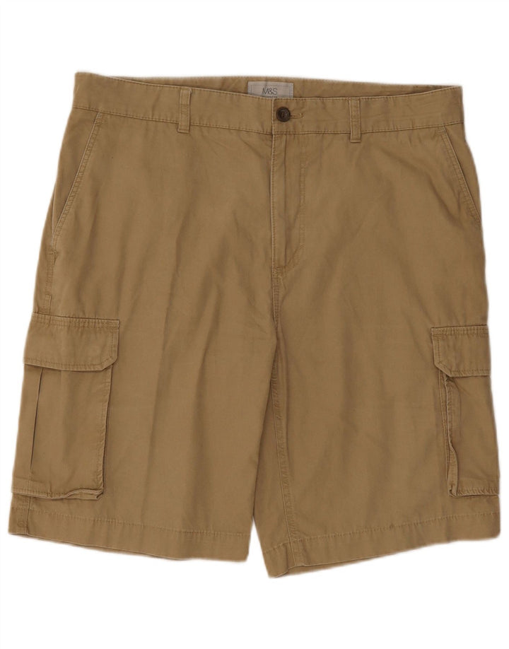 Shorts cargo masculino Marks & Spencer W34 grande algodão bege