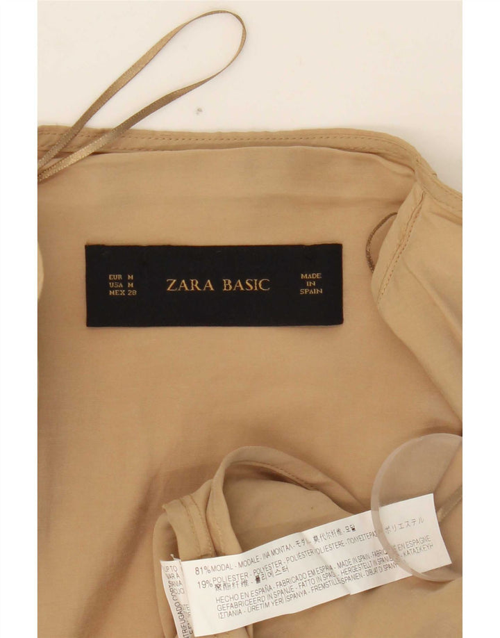 Zara Womens Open Waterfall Jacket UK 14 Médio Bege Modal