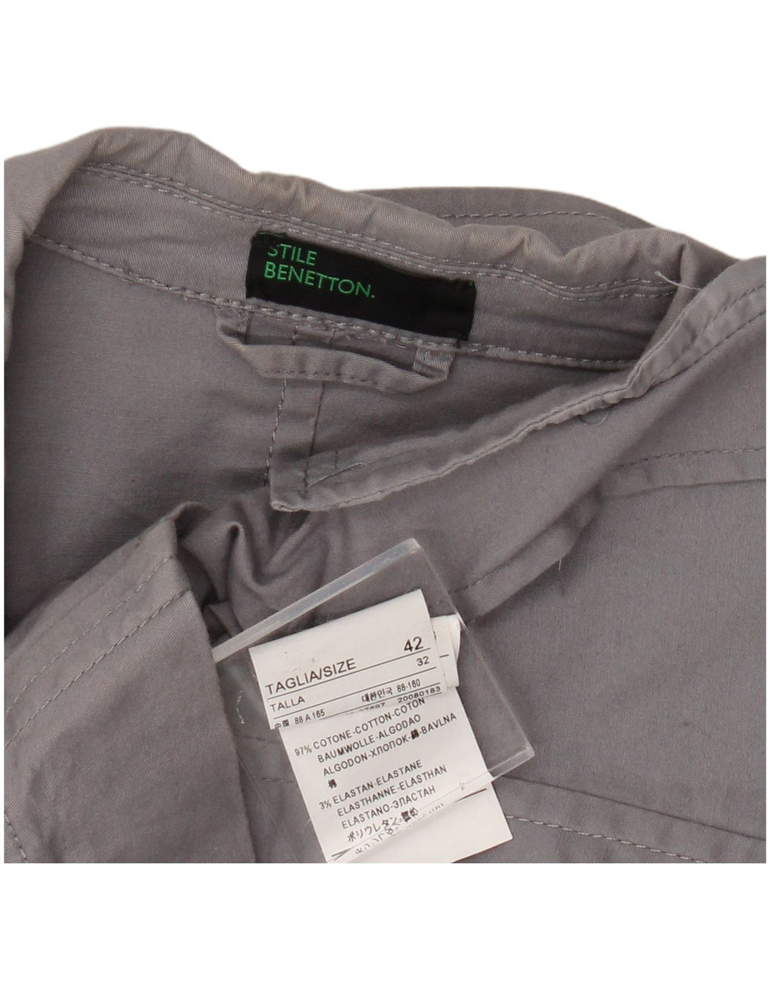 Jaqueta blazer feminina de 3 botões Benetton IT 42 algodão cinza médio