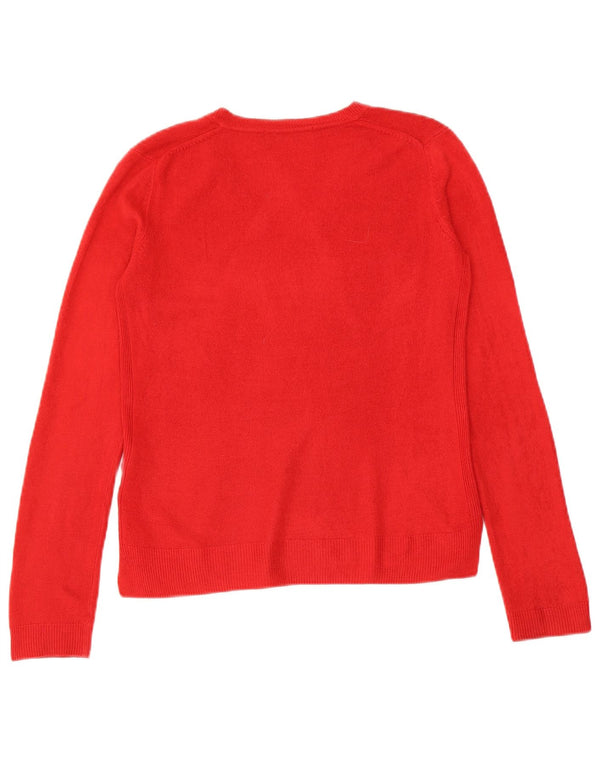 Suéter feminino Marks & Spencer com decote em V Reino Unido 8 pequeno acrílico vermelho