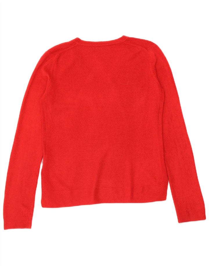 Suéter feminino Marks & Spencer com decote em V Reino Unido 8 pequeno acrílico vermelho