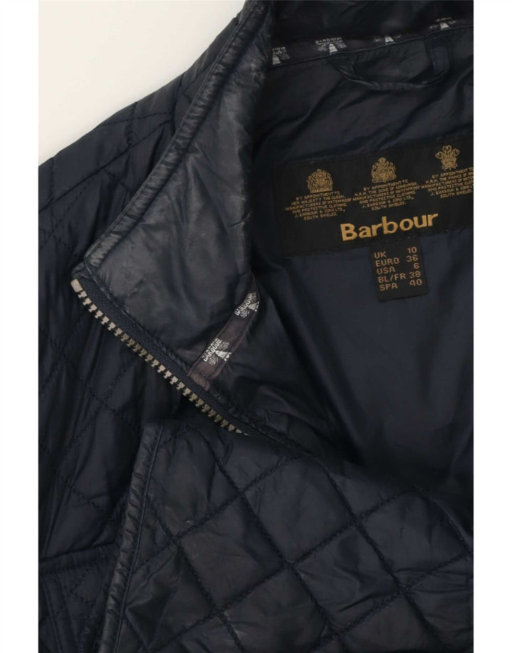 Jaqueta acolchoada feminina Barbour UK 10 pequena azul marinho
