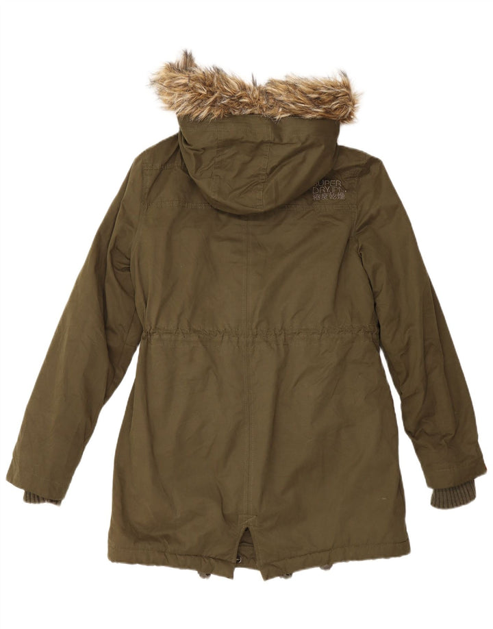 Jaqueta Parka com capuz feminina Superdry UK 14 grande poliéster verde