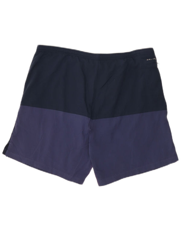 Shorts esportivos masculinos Nike Dri Fit médio azul marinho colorblock poliéster