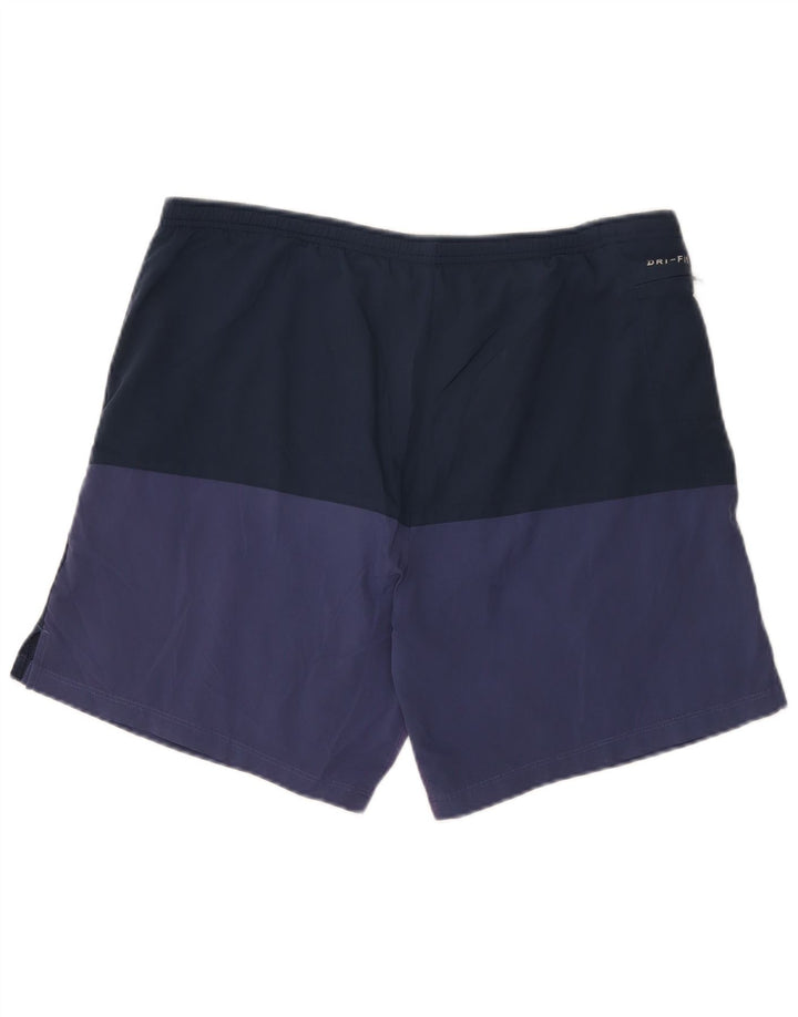 Shorts esportivos masculinos Nike Dri Fit médio azul marinho colorblock poliéster