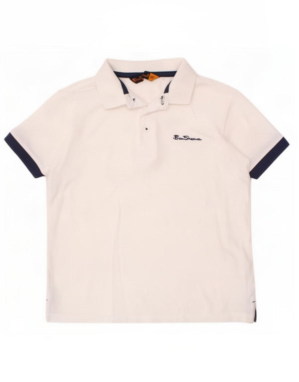 Camisa polo masculina Ben Sherman 8-9 anos algodão branco