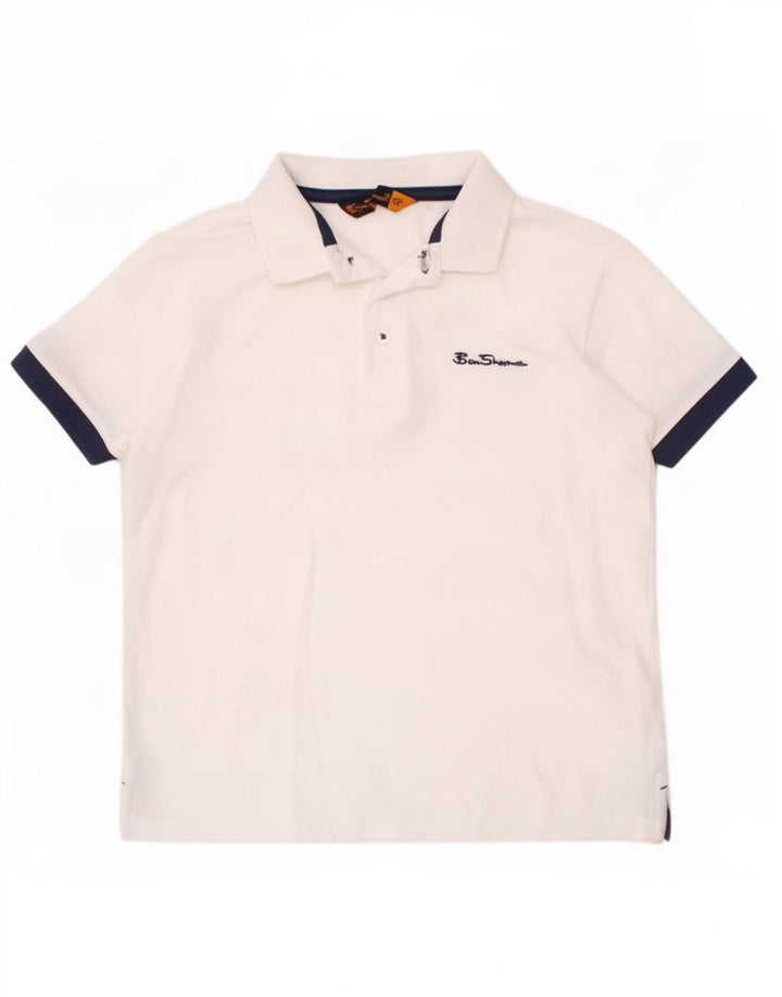 Camisa polo masculina Ben Sherman 8-9 anos algodão branco