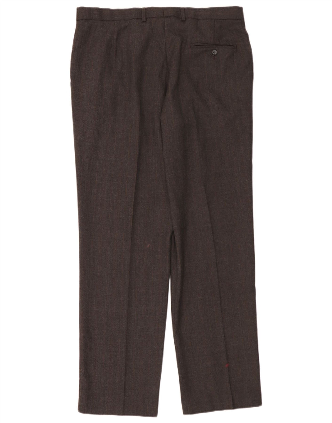 Calça masculina de ajuste regular reto Marks & Spencer W36 L33 lã cinza