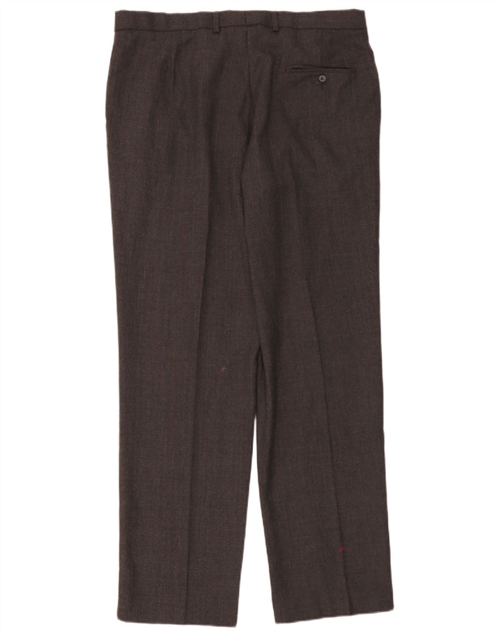 Calça masculina de ajuste regular reto Marks & Spencer W36 L33 lã cinza