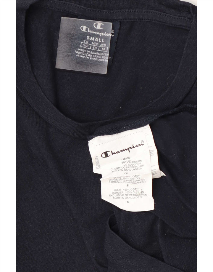 Champion Mens Top Manga Longa Pequeno Algodão Azul Marinho