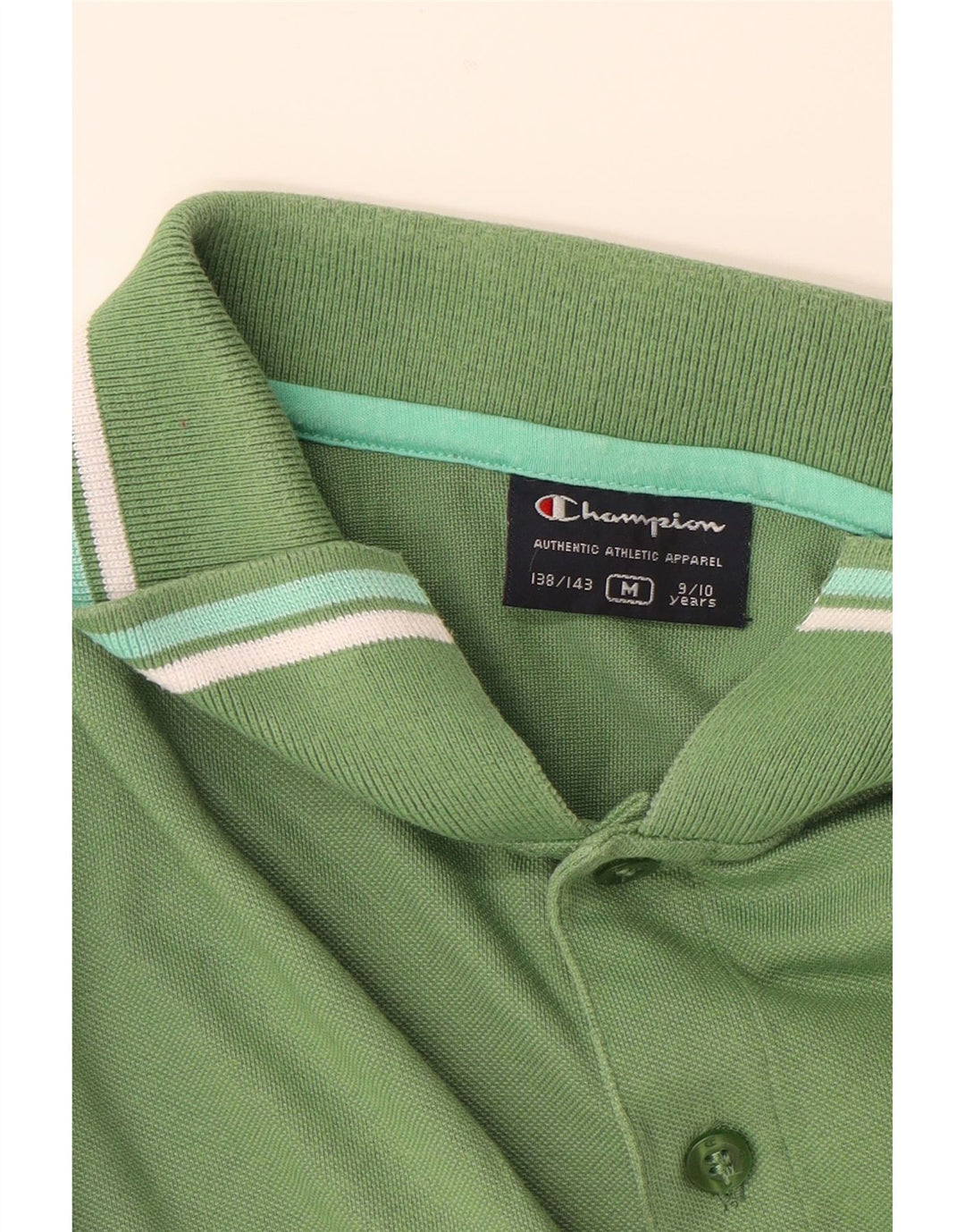 CHAMPION Boys Polo Shirt 9-10 Years Medium Green Cotton Vintage Champion and Second-Hand Champion from Messina Hembry 