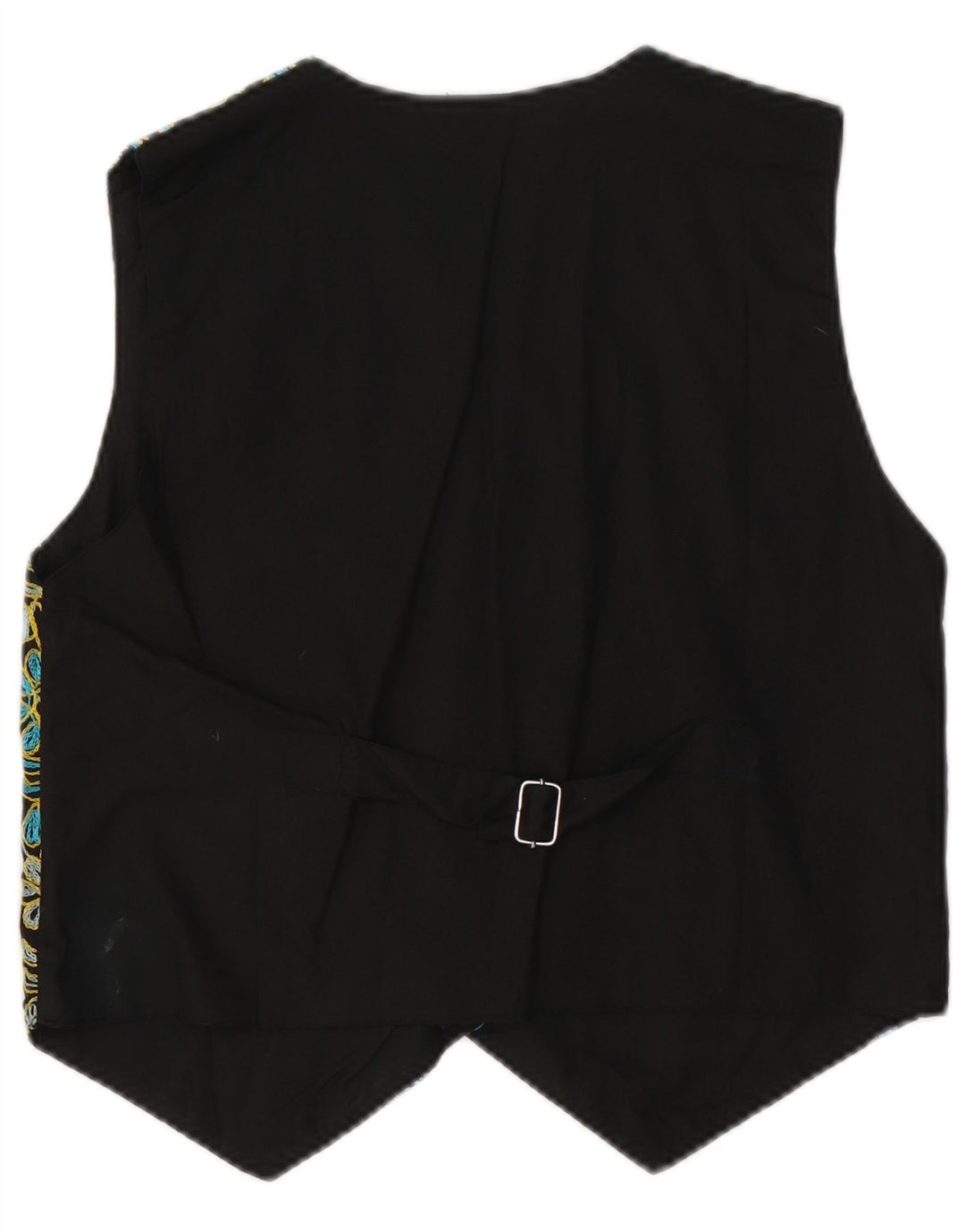 Colete feminino VINTAGE UK 14 algodão floral preto médio