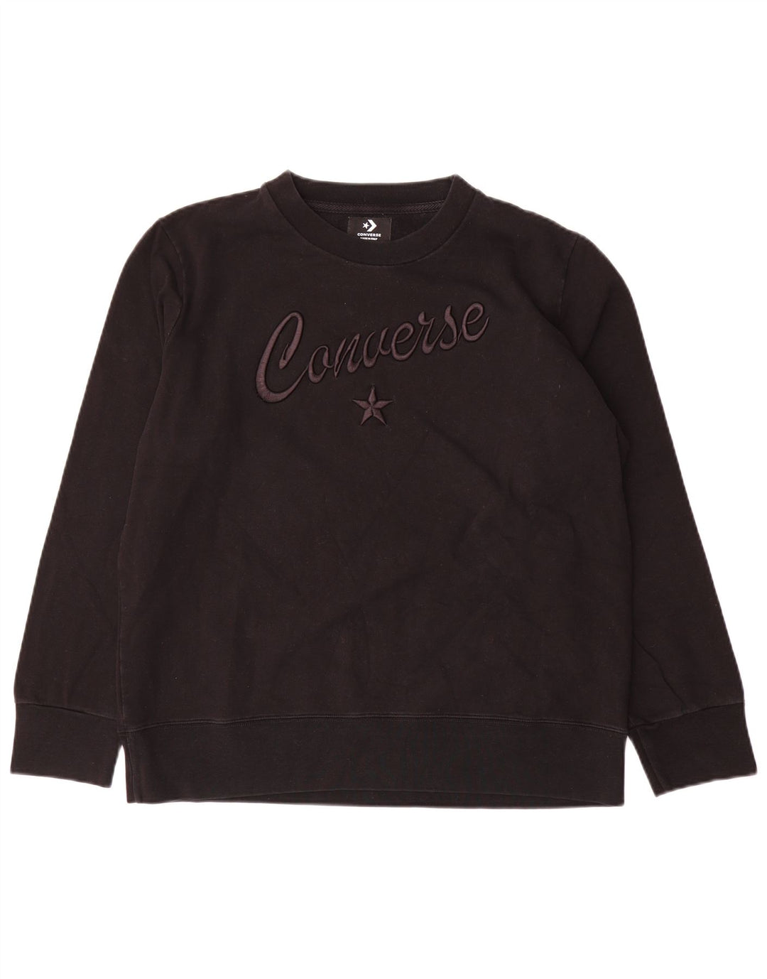 Converse feminino gráfico moletom jumper UK 16 grande algodão preto
