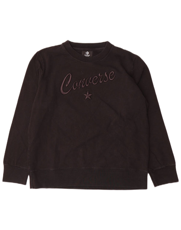 Converse feminino gráfico moletom jumper UK 16 grande algodão preto