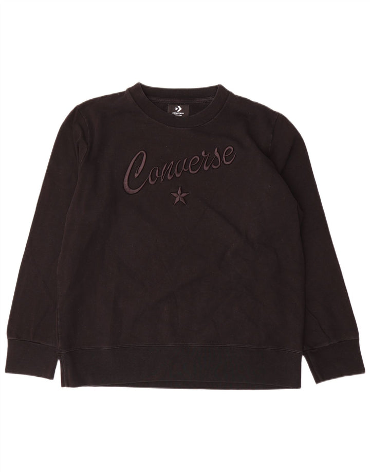 Converse feminino gráfico moletom jumper UK 16 grande algodão preto