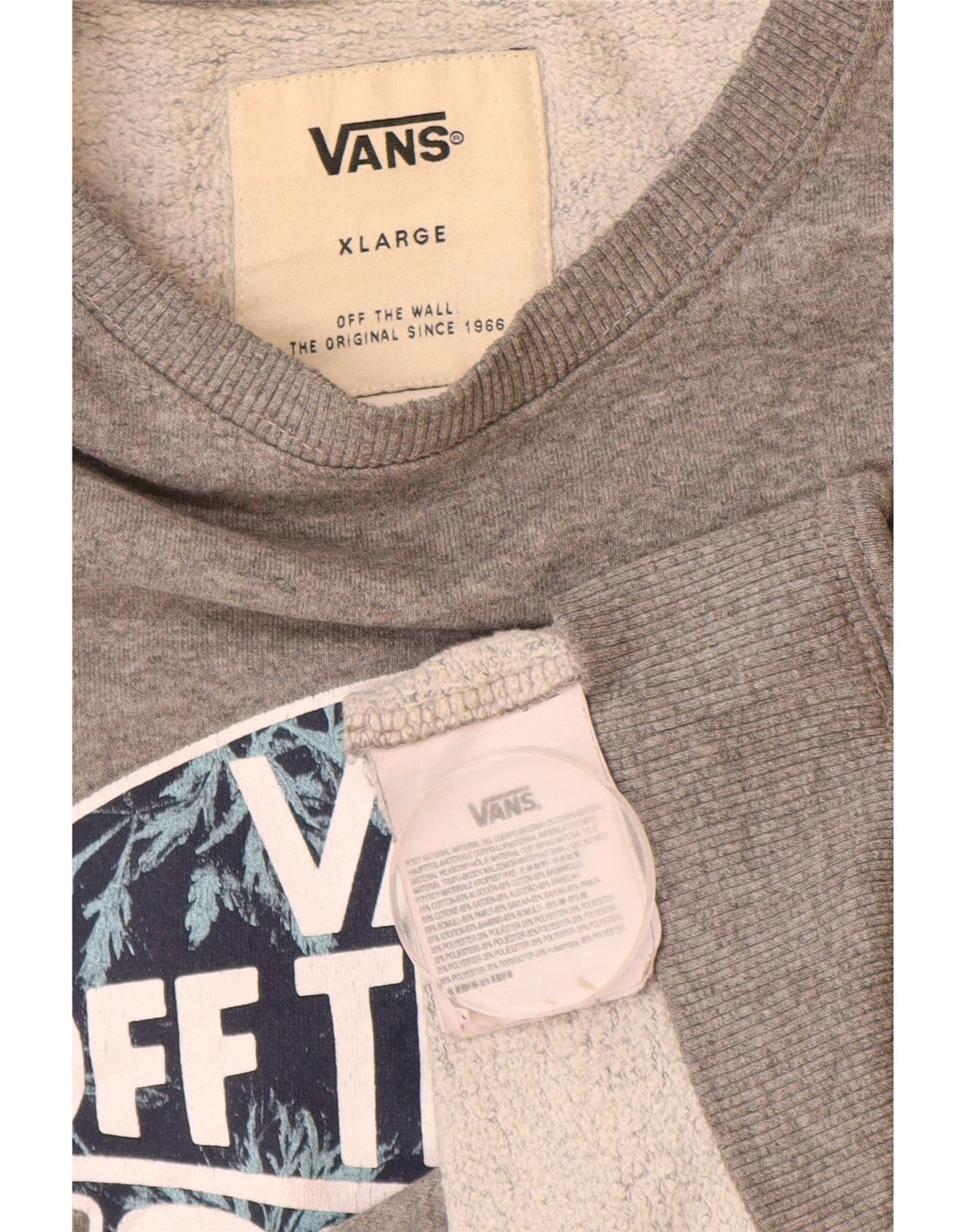 Vans Mens Graphic Moletom Jumper XL Cinza Algodão