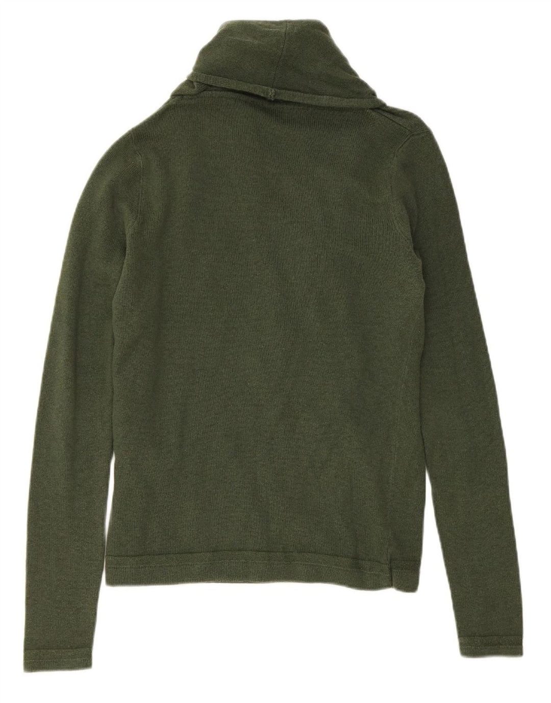 Suéter feminino TOMMY HILFIGER com gola xale Reino Unido 14 lã verde médio