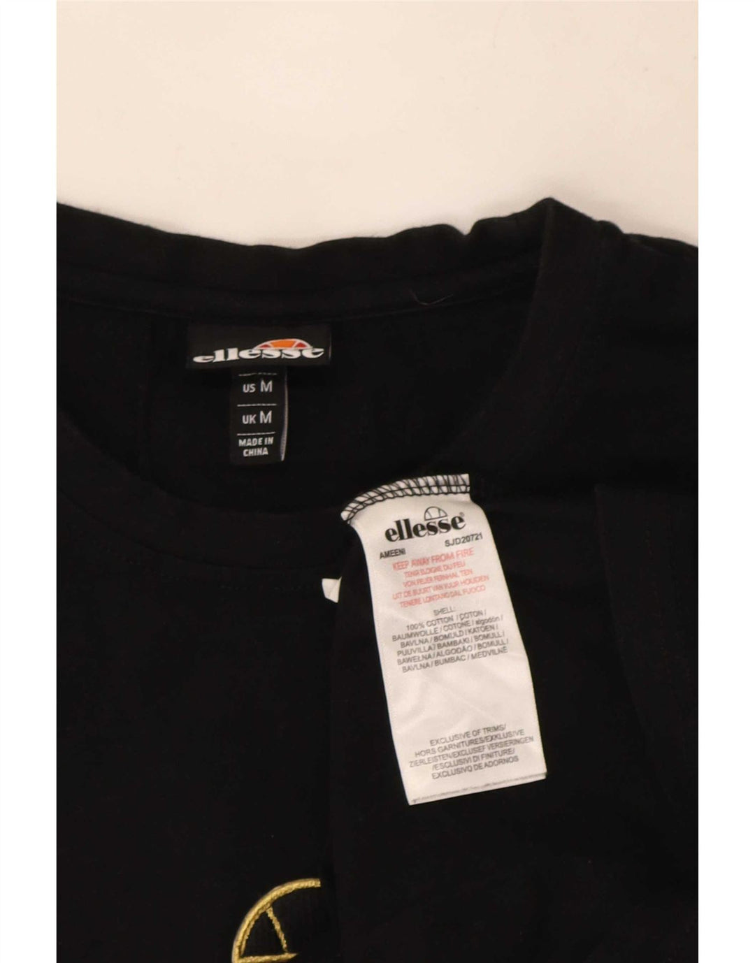 Ellesse Camiseta masculina gráfica Top médio preto colorblock