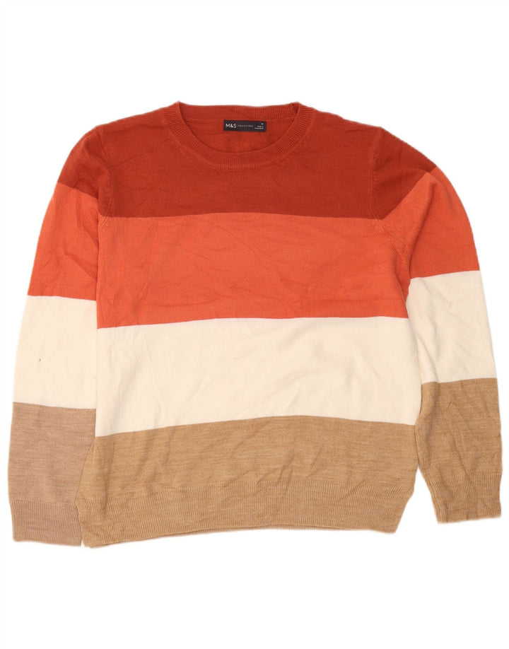 Suéter feminino Marks & Spencer com gola redonda Reino Unido 14 grande multicolorido