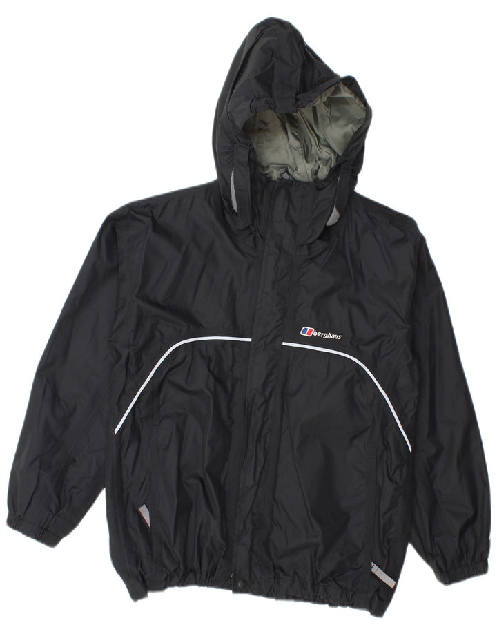 Jaqueta de chuva com capuz para meninos Berghaus 9-10 anos preto nylon
