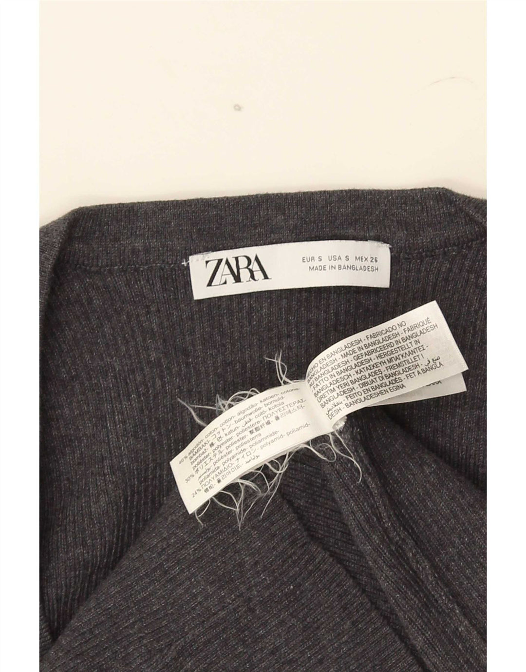Zara Womens Crop Top UK 8 Pequeno Algodão Cinza