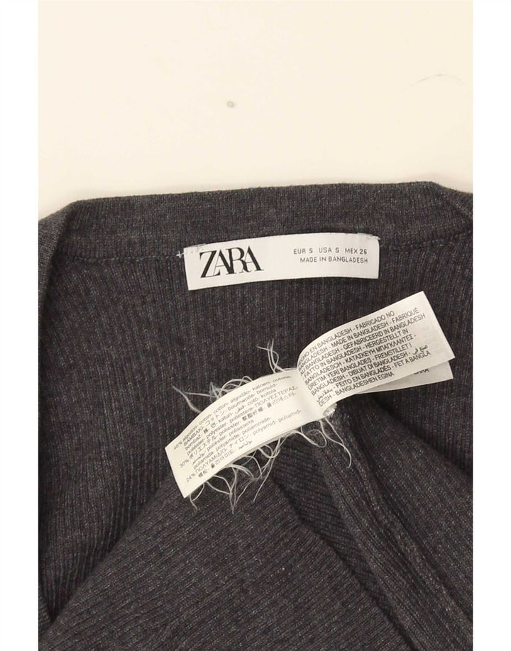 Zara Womens Crop Top UK 8 Pequeno Algodão Cinza