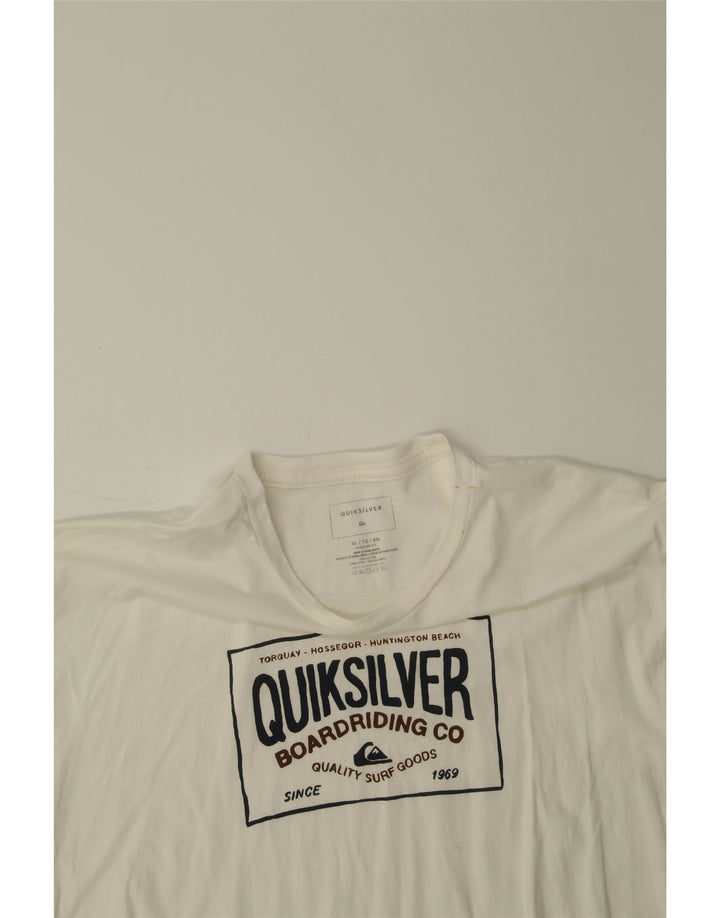 QUIKSILVER Mens Regular Fit Graphic T-Shirt Top XL White Cotton Vintage Quiksilver and Second-Hand Quiksilver from Messina Hembry 