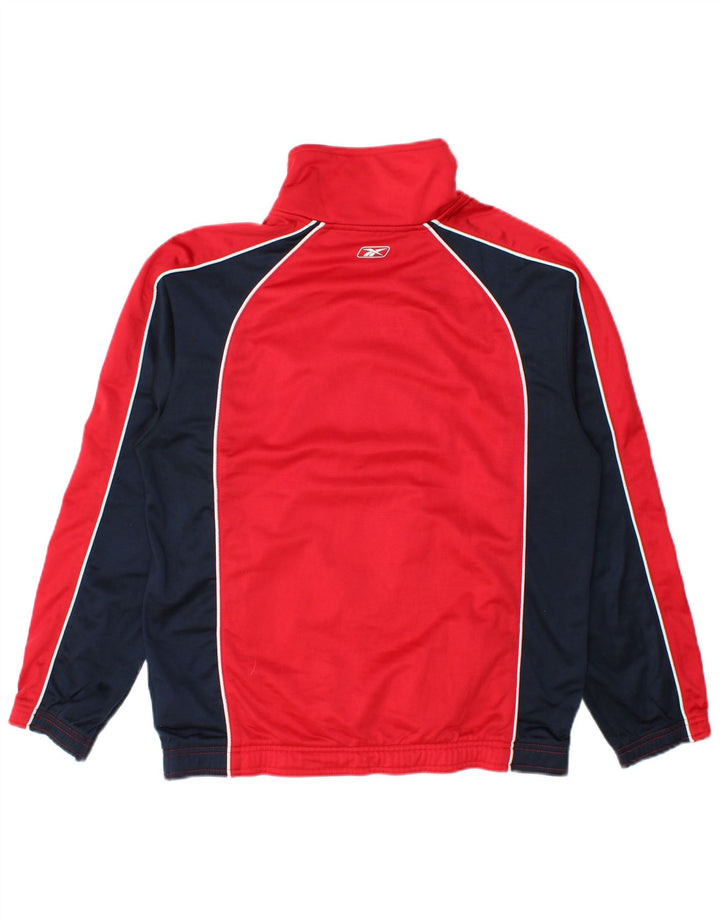 Reebok Womens Tracksuit Top Jacket UK 14 Medium Red Colourblock Poliéster