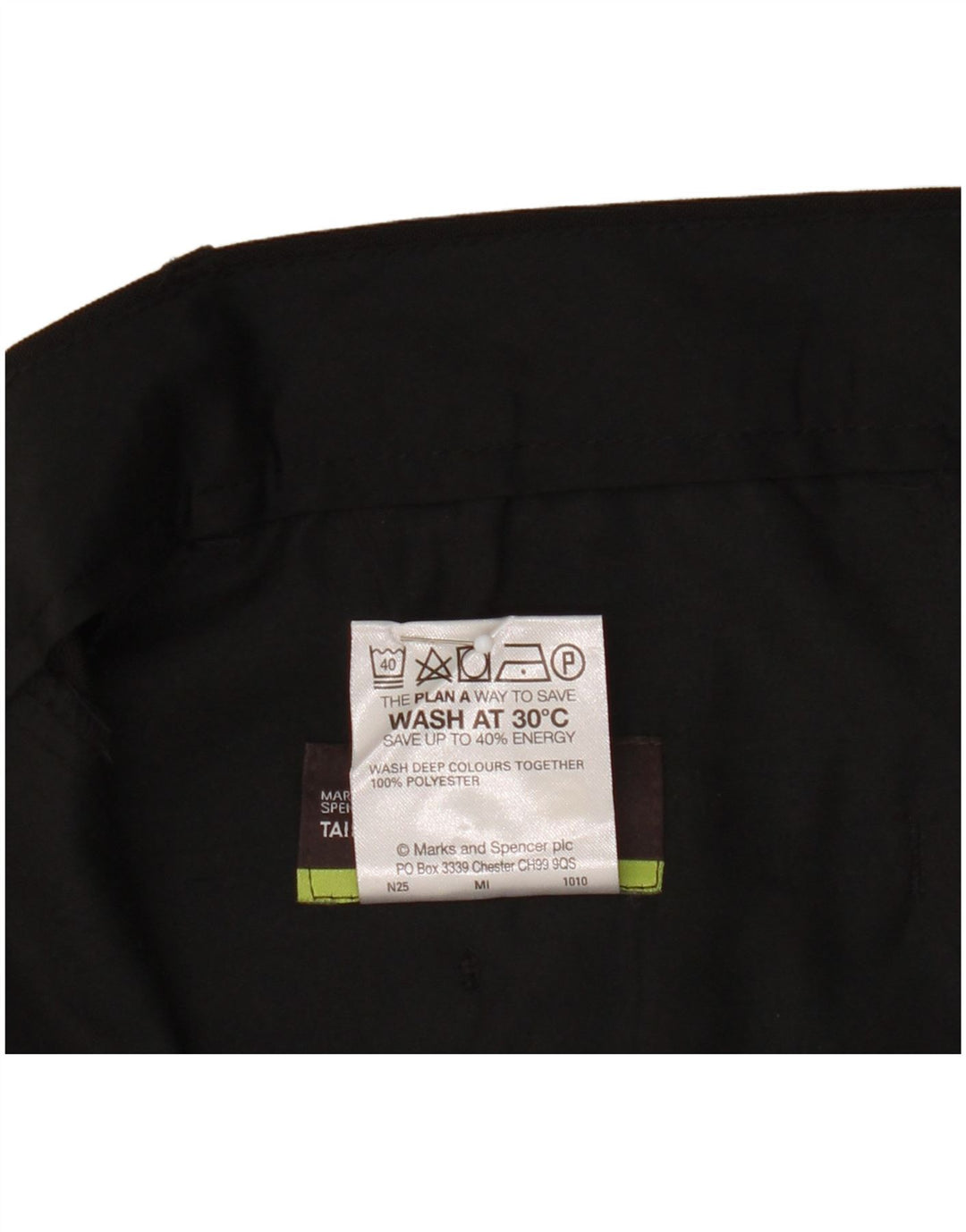 Calça chino reta masculina Marks & Spencer W38 L31 poliéster preto